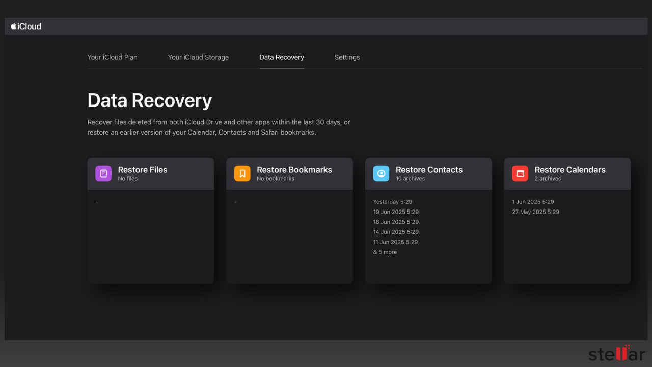 select the restore items